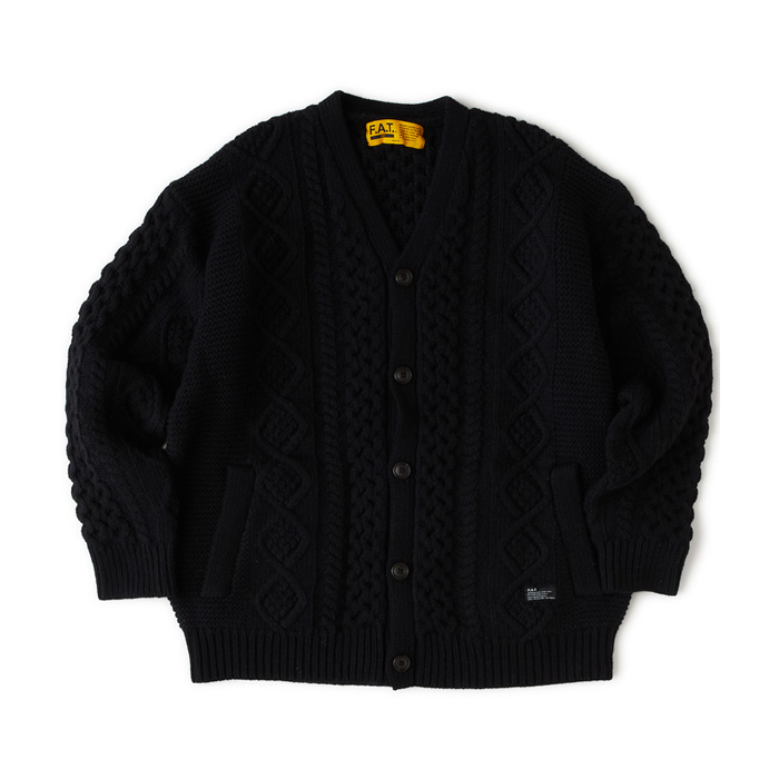 F.A.T.  ARANGAN F32520-KN04 BLACK フィッシャーマン カーディガン ニット メンズ エフエイティー FAT正規取扱店