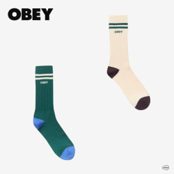OBEY オベイ SOCCER SOCKS 100260191 サッカーソックス 靴下 白 緑