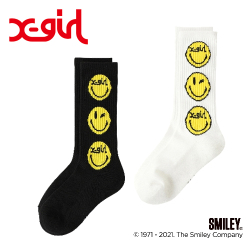 X Girl Chinatown Market Smiley R エックスガール チャイナタウンマーケット Jacquard Rib Socks ロゴ リブ ソックス 靴下 レディース Xgirl 正規販売店