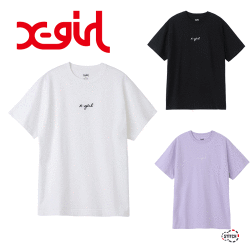 X Girl エックスガール Embroidered Cursive Logo S S Tee 筆記体ロゴ刺繍ショートスリーブティー 半袖 Tシャツ レディース Xgirl 正規販売店
