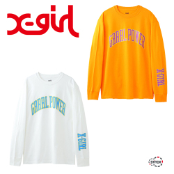 X-girl エックスガール Tシャツ ロングTシャツ ロンT カットソー  ロゴ STICKS L/S TEE 0543108 X-girl エックスガール 長袖 Tシャツ レディース ロンT 袖ロゴ