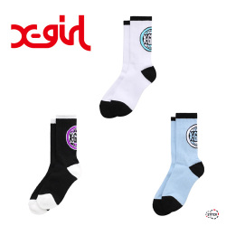 X Girl エックスガール World Logo Rib Socks ワールド ロゴ リブソックス 靴下 レディース Xgirl正規取扱店