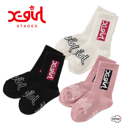 X Girl Stages エックスガールステージス ボックスロゴクルーソックス 靴下 キッズ ジュニア 子供 正規取扱店
