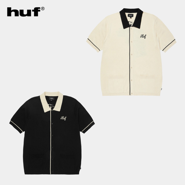 ★クリアランス★ 値下げOK ハフ 新品 ニットシャツ ボウリングICARUS HUF ハフ ICARUS KNIT TOP KN00534 イカロスニットトップ 半袖
