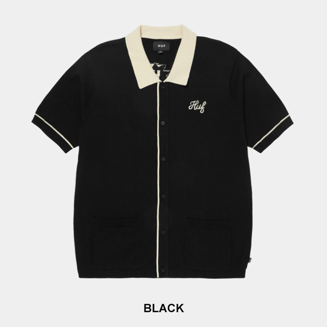 ★クリアランス★ 値下げOK ハフ 新品 ニットシャツ ボウリングICARUS HUF ハフ ICARUS KNIT TOP KN00534 イカロスニットトップ 半袖