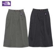ザノースフェイス パープル 紫ロゴ ロングスカート チノ 定番 ベルト付き シンプル きれいめ 大人カジュアル 黒 グレー