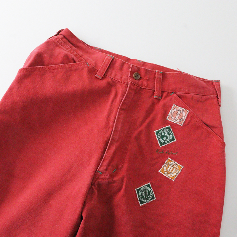 カールヘルム Karl Helmut 切手ワッペン ワークパンツ S/レッド カールヘルム Karl Helmut 切手ワッペン ワークパンツ S/レッド