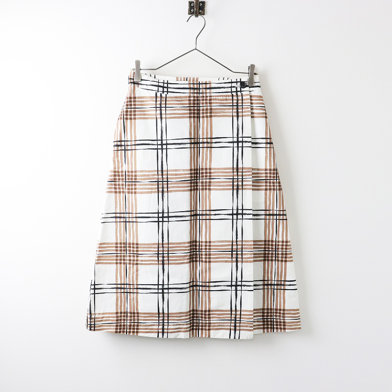 マーガレットハウエル CHECK WOOL LINEN 無謀 BLEND スカート
