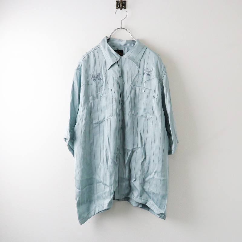 グランドホールセール ニードルス シャツ 半袖 ストライプ パピヨン刺繍 0T202 needles シャツ+ブラウス(半袖+袖なし)