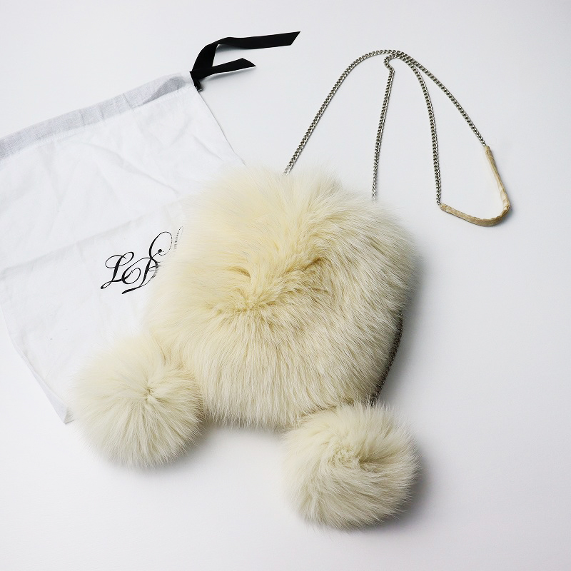 美品 ラドロー LUDLOW ポンポン付き ファー ショルダーバッグ/□ オフ  