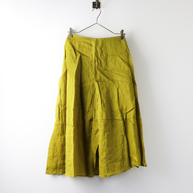 イエナ IENA シアーランダムフレアスカート 38/イエロー 麻混 ロング  