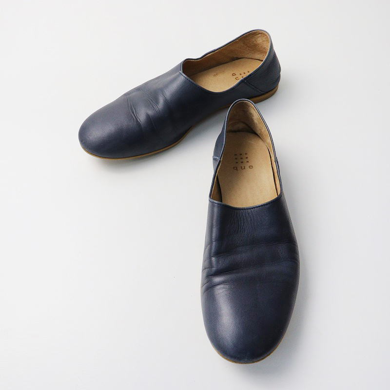 キュー シューズ que shoes plane プレーン レザー スリッポン M 