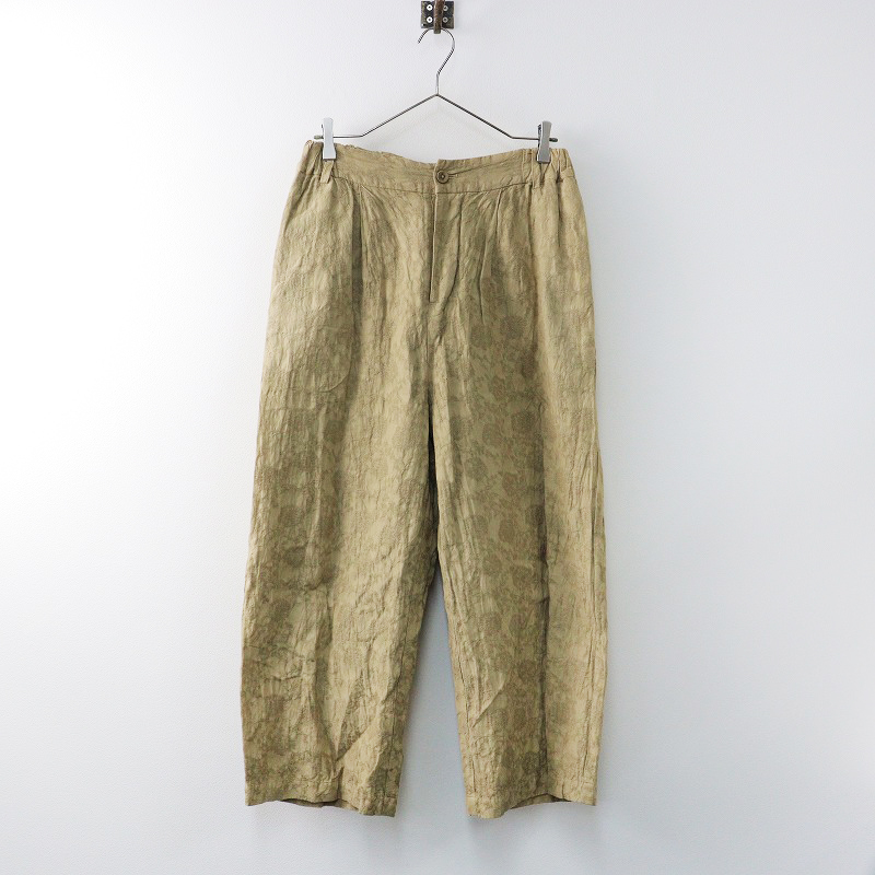 美品 2022 ガサ GASA* フラワージャガード イージーパンツ M/ベージュ