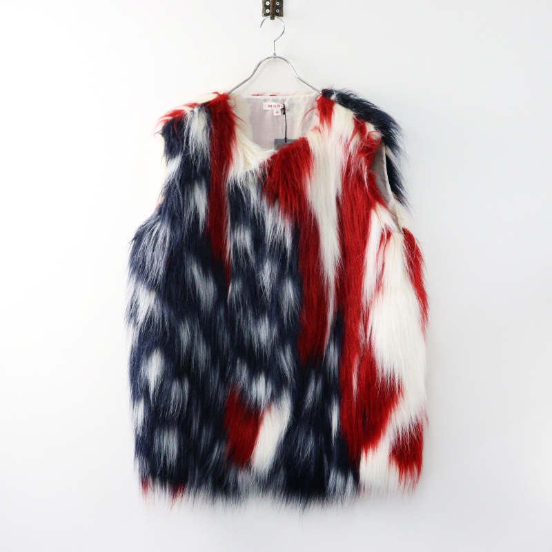 未使用 2023AW エムエーエスユー MASU MARBLE FLAG FUR VEST FLAG