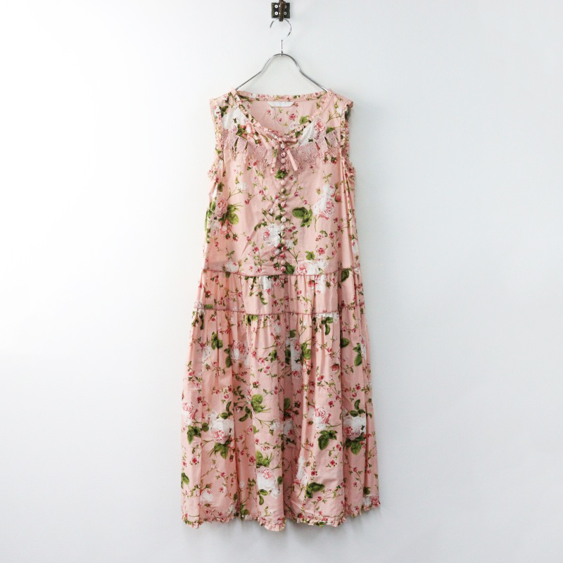 【美品】*ピンクハウス*ノースリーブスワンピース ダンガリー 極美品 ピンクハウス PINK HOUSE La Reine a la rose
