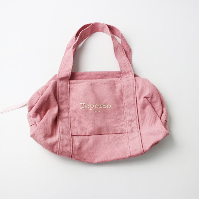美品 レペット repetto ダッフルバッグ/ピンク ロゴ キャンバス