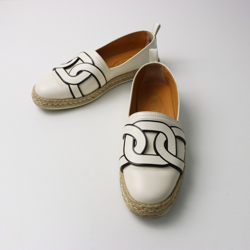 トッズ TOD'S KATE ケイト エスパドリーユ レザースリッポンシューズ
