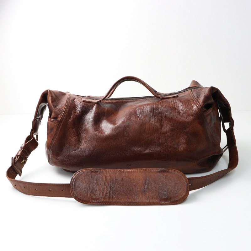 genten オールレザー　ボストンバッグ　ブラウン系　美品 期間限定価格】美品 ゲンテン genten 大容量 レザー 2WAYボストン