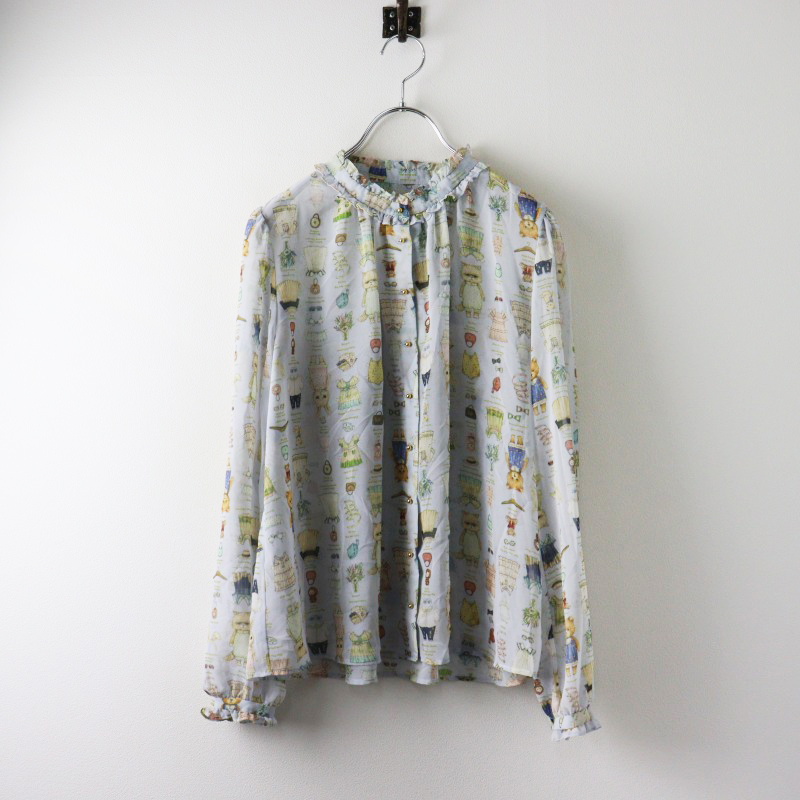 美品 人気テキスタイル ユキエモン yukiemon フランシュリッペ 着せ替え シフォン フリルブラウス M アイスグレー【2400014475395】 美品 人気テキスタイル ユキエモン yukiemon フランシュリッペ