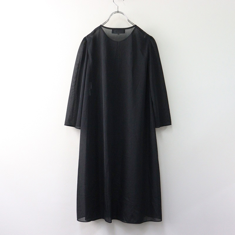 美品 エムズグレイシー M'SGRACY シアー ノーカラーロングシャツ
