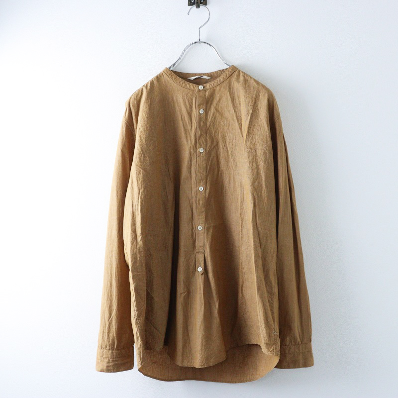 WQ371●45rpm：R刺繍バンドカラーシャツ 白 フォーティファイブアール 45R 45rpm フォーティファイブアール コットンバンドカラー