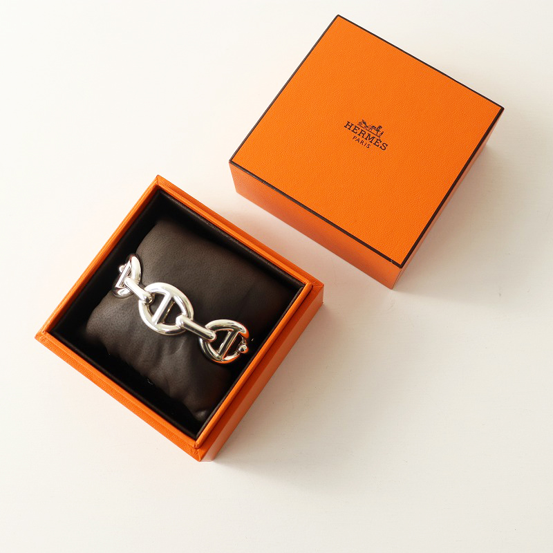 【最終値下】【美品】【箱、ショッパー付属】HERMES ホースバングル　シルバー エルメス Hermes HERMES ネックレス CHAINE DANDRE PUNK 40cm