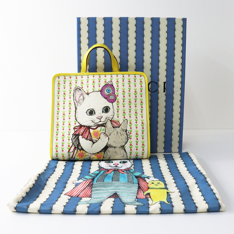 グッチ キャンバス エナメル 猫 バッグ 605614 未使用 グッチ GUCCI 605614 チルドレンズ ヒグチユウコ トート