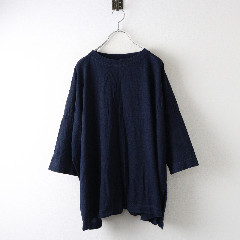 45R フォーティファイブアール *インディゴ染めスウェットカットソー*2綿ネイビー紺Tシャツ半袖カットソー(25-2506-586)【52G52】 45R フォーティーファイブアール 戸納藍インディゴ染め コットン