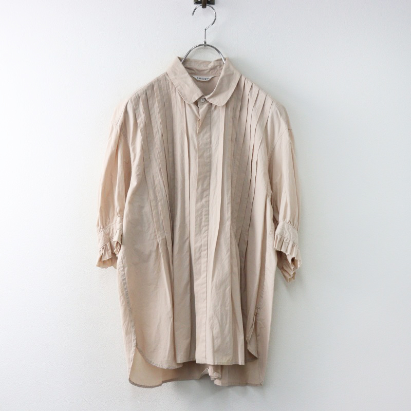 nest Robe - ハーフスリーブラッフルカフスピンタックシャツ 2021春夏 トゥジュー TOUJOURS コットンラミー ハーフスリーブラッフル