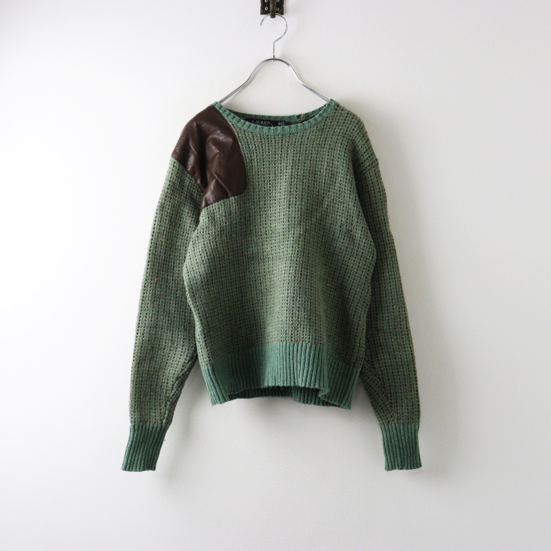 ローレン ラルフローレン LAUREN Ralph Lauren ショルダー エルボーパッチ ニット プルオーバー XS/グリーン 【2400014535341】 ローレン ラルフローレン LAUREN Ralph Lauren ショルダー
