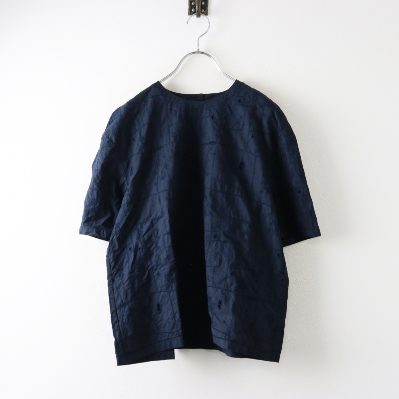 ミナペルホネン　キルト　ブラウス　長袖　ネイビー　38サイズ musik ミナペルホネン キルト ブラウス 長袖 ネイビー 38サイズ musik