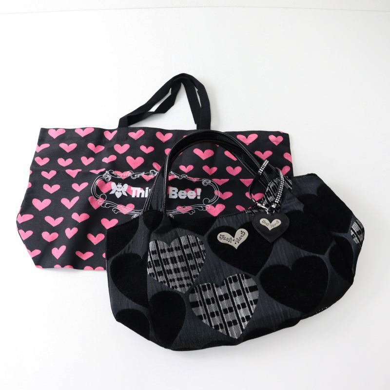 美品 シンクビー Think Bee！ハートジャガード ハンドバッグ