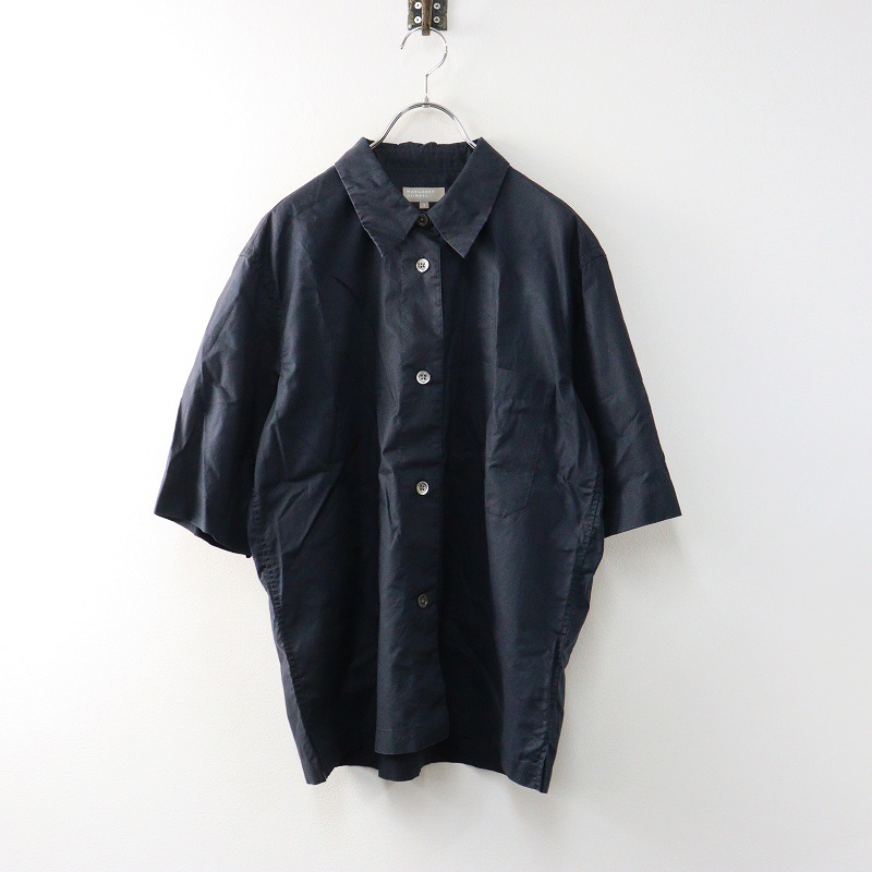 【極美品】マーガレットハウエル コットン レギュラーカラー シャツ ネイビー M 極美品】マーガレットハウエル コットン レギュラーカラー