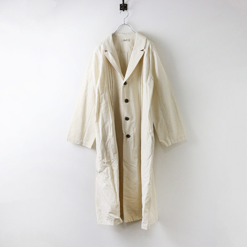 美品 ichi Antiquite's コットンリネンピンタックロングコート 美品 ichi Antiquite's コットンリネンピンタックロングコート
