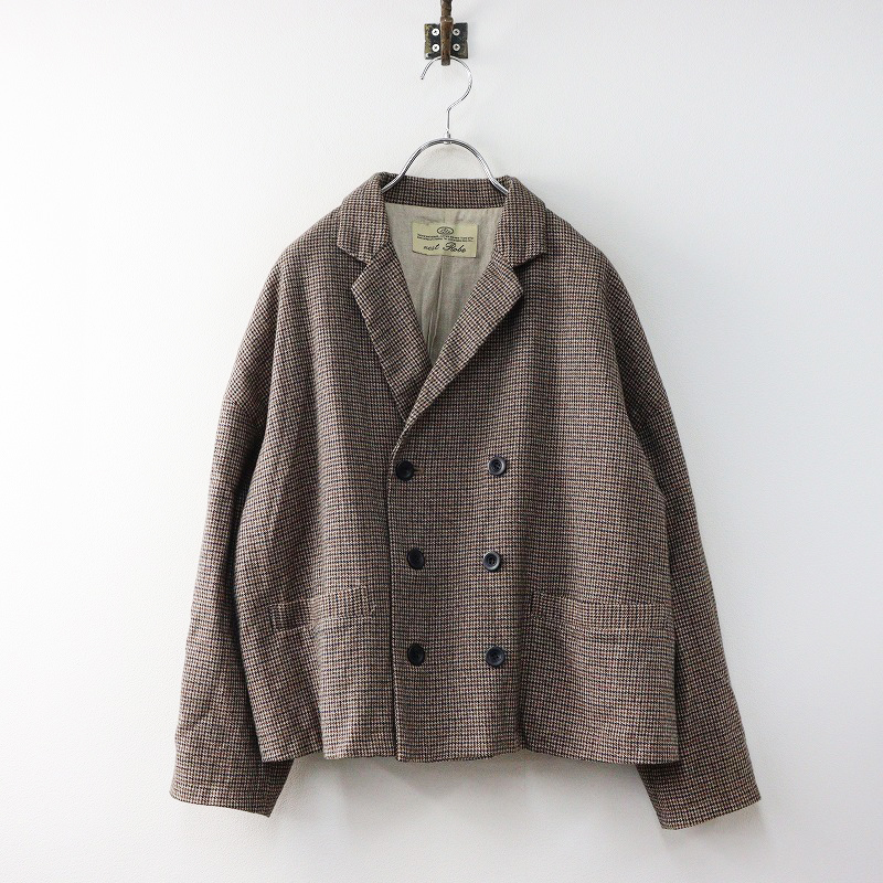 ネストローブ　ウールコットンガンクラブチェックダブルブレストジャケット ネストローブ nest Robe ガンクラブチェックダブルブレスト