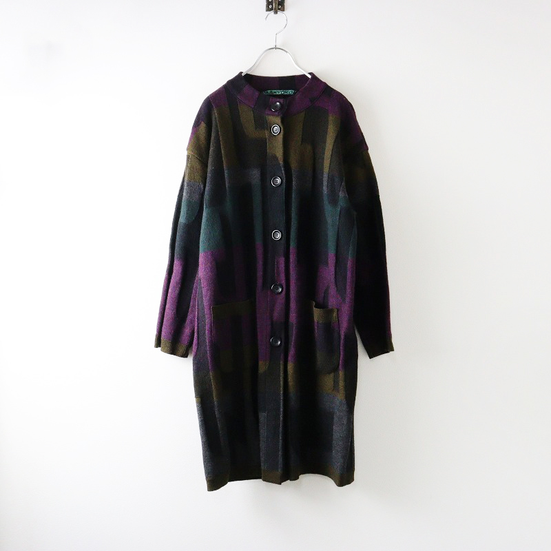 エムアンドキョウコ 佐藤繊維 スタンドカラーリバーシブルコート ツイード