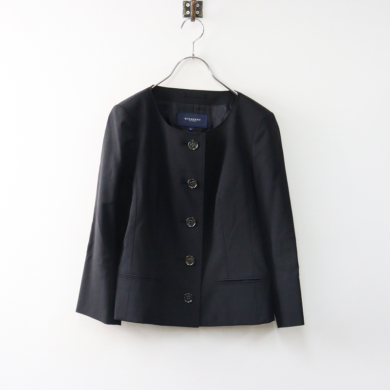 【大きいサイズ✨】バーバリーロンドン ノーカラージャケット 麻 リネン 46 バーバリーロンドン BURBERRY London ノーカラー ジャケット 36