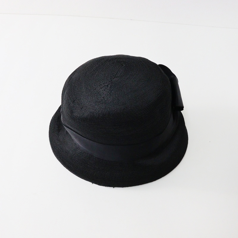 美品 アキオヒラタ Akio Hirata リボンハット/ブラック 帽子