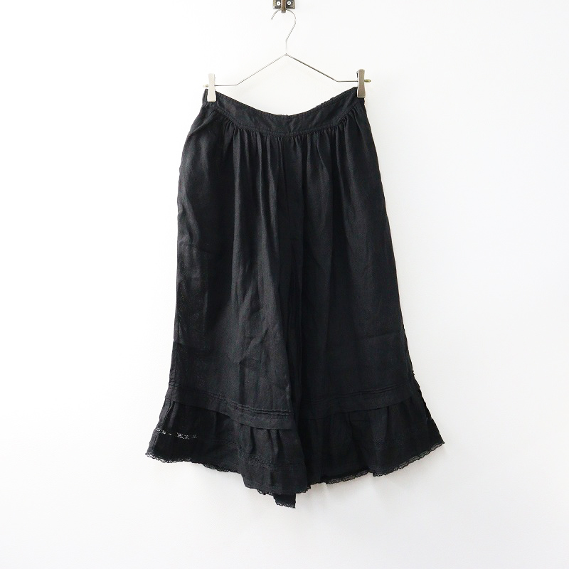 ◆美品 ネストローブ リネン100％ レース付きドロワーズパンツ クロッブド丈 ◇美品 ネストローブ リネン100％ レース付きドロワーズパンツ