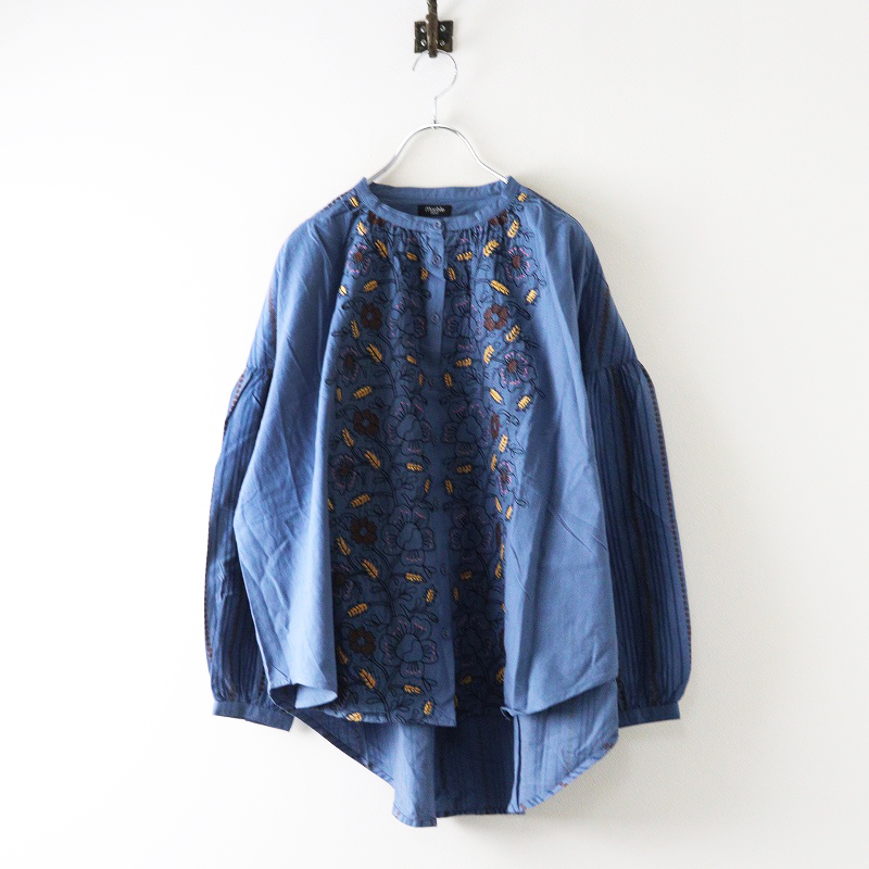 マーブルシュッド marble SUD EMB フラワー刺繍 バンドカラー