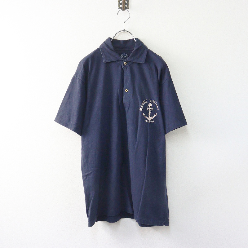 45R フォーティファイブアール ポロシャツ ネイビー 3サイズ 半袖 刺繍 メンズ】フォーティファイブアール 45R コットン半袖ポロシャツ
