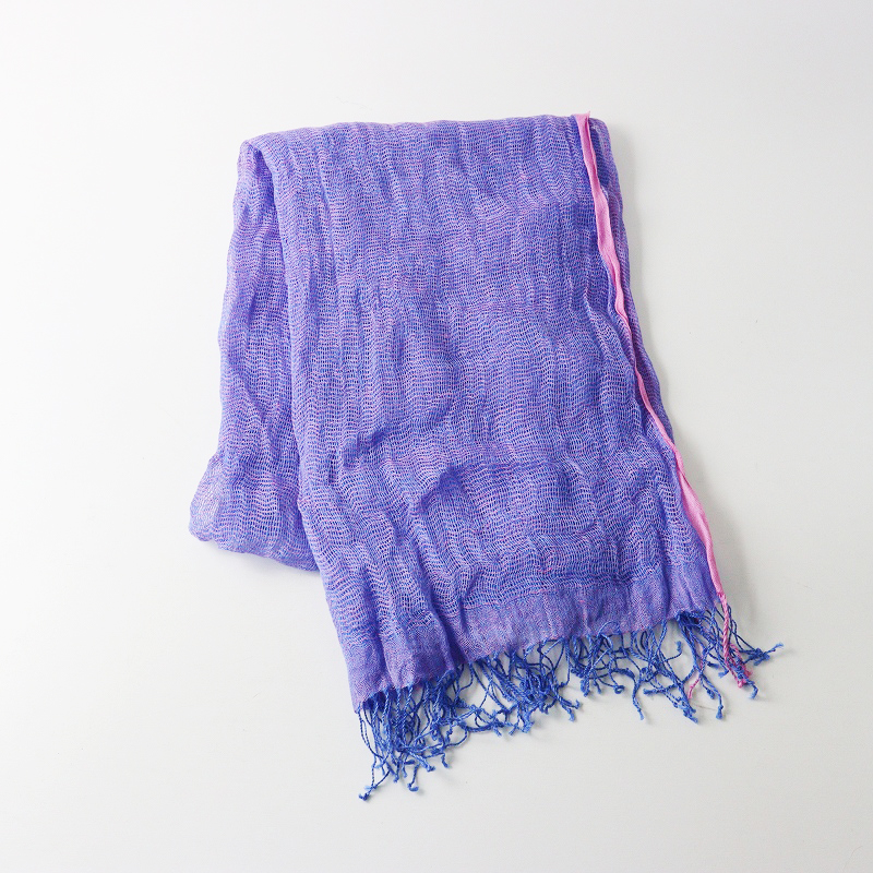 【パラスパレス】美品　ブルー&パープル系　ストール パラスパレス Pal'las Palace コットン 透かし織り 大判ストール