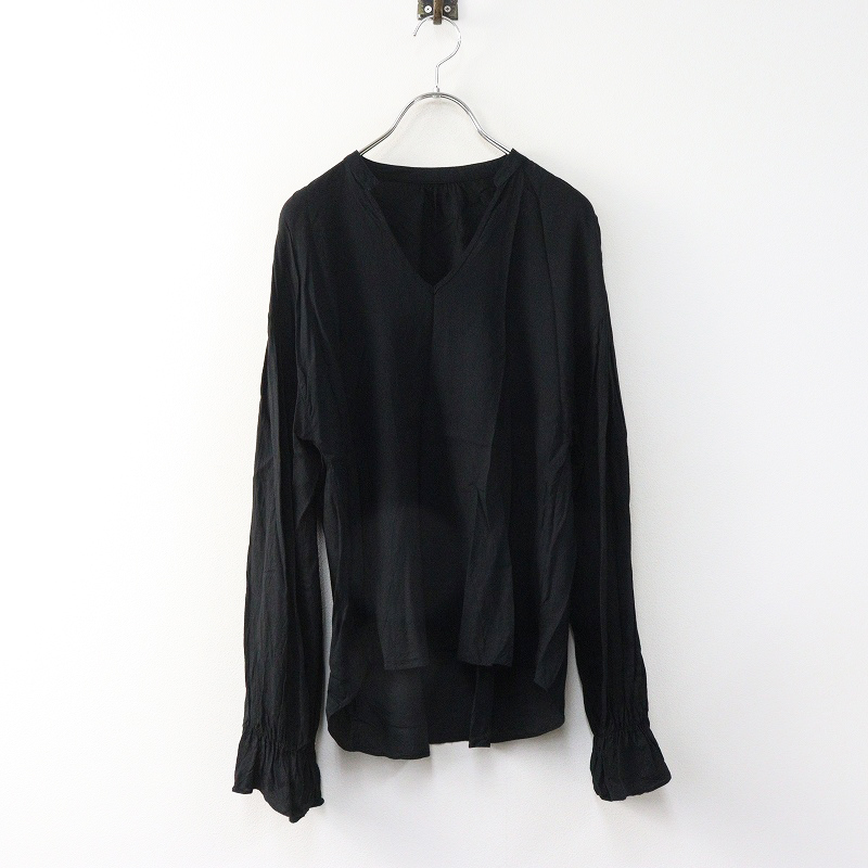 ユノイア eunoia Lissom blouse レーヨンギャザースリーブプルオーバーブラウス ブラック┃黒 ベーシック トップス 【2400014900217】 ユノイア eunoia Lissom blouse レーヨンギャザースリーブプルオーバー