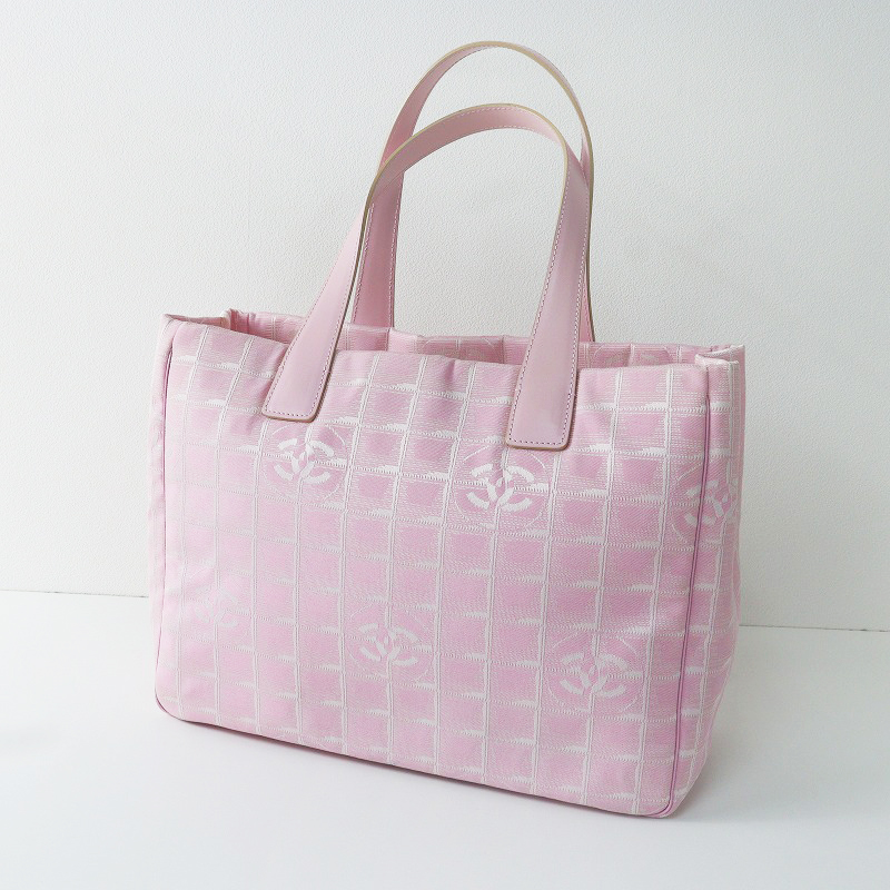 美品 シャネル CHANEL ニュートラベルライン MM/ピンク トートバッグ 