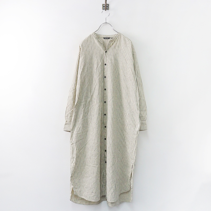 期間限定価格】パドカレ pas de calais ストライプバンドカラーシャツ 