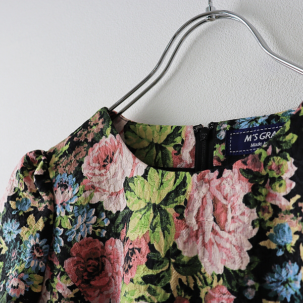 エムズグレイシー ローズ柄ジャガードワンピース 36