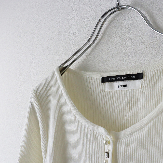 オータムセール】Rene ルネ 限定 ビジュー装飾 パールボタン  