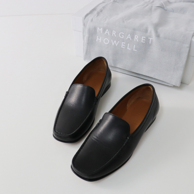 美品 マーガレットハウエル MARGARET HOWELL BLUNT TOE LOAFER レザー 