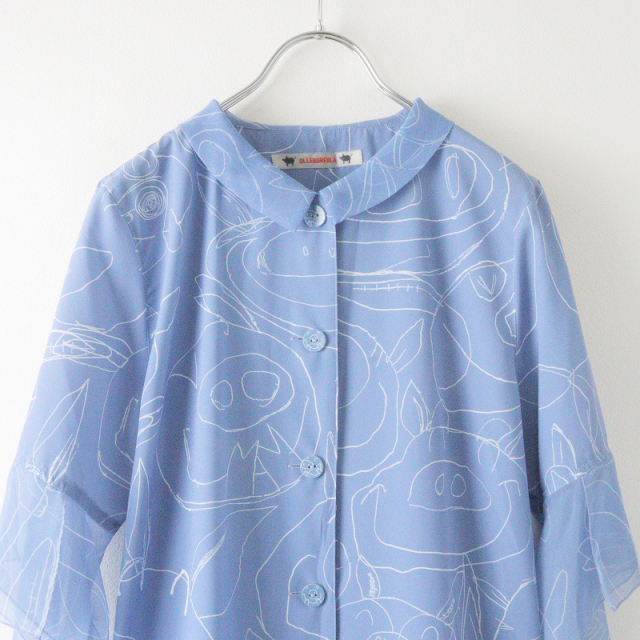 美品 アルベロベロ ALBEROBELLO 総柄ぶたさんプリント フレアスリーブ  