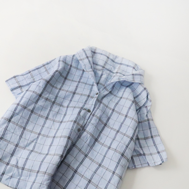 スプリングセール】美品 エブール ebure リネン チェックシャツ 36  